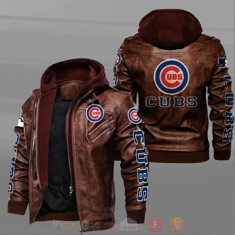 BEST Major League Baseball Chicago Cubs 2D Leather PU Jacket 2 Major League Baseball Chicago Cubs Leather Jacket 1