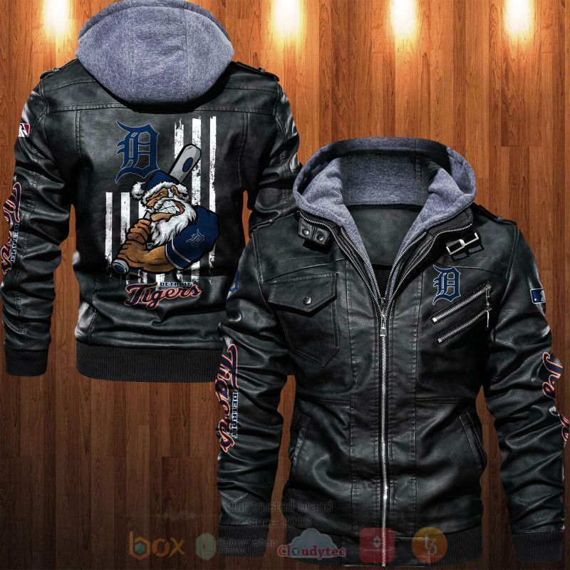 BEST Major League Baseball Detroit Tigers Santa 2D Leather PU Jacket 5 Major League Baseball Detroit Tigers Santa Leather Jacket