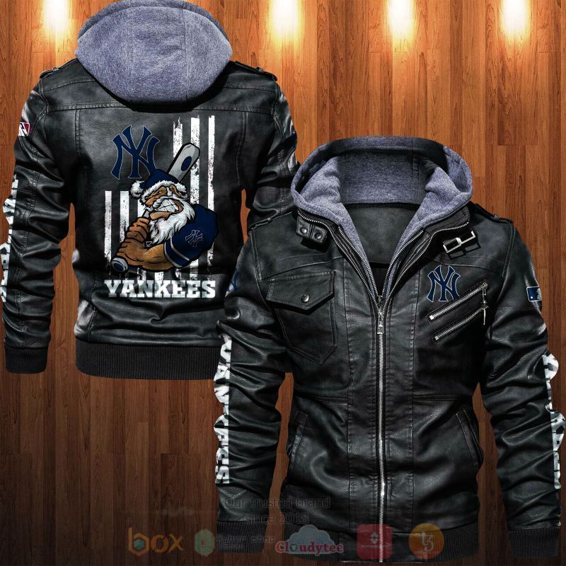 BEST Major League Baseball New York Yankees Santa 2D Leather PU Jacket 5 Major League Baseball New York Yankees Santa Leather Jacket