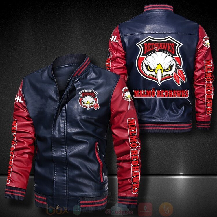 BEST Malmo Redhawks 2D Leather Bomber Jacket 5 Malmo Redhawks Bomber Leather Jacket 1 2 3 4