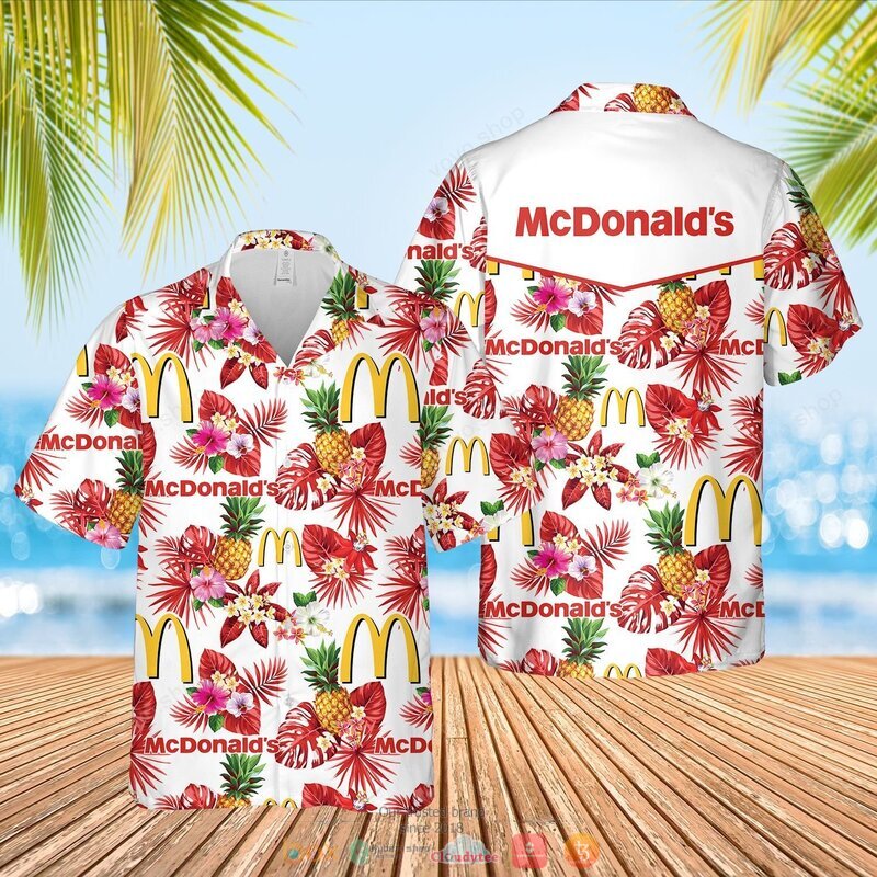 McDonald's pineapple Hawaiian Shirt, short 2 McDonalds pineapple Hawaiian Shirt short 1