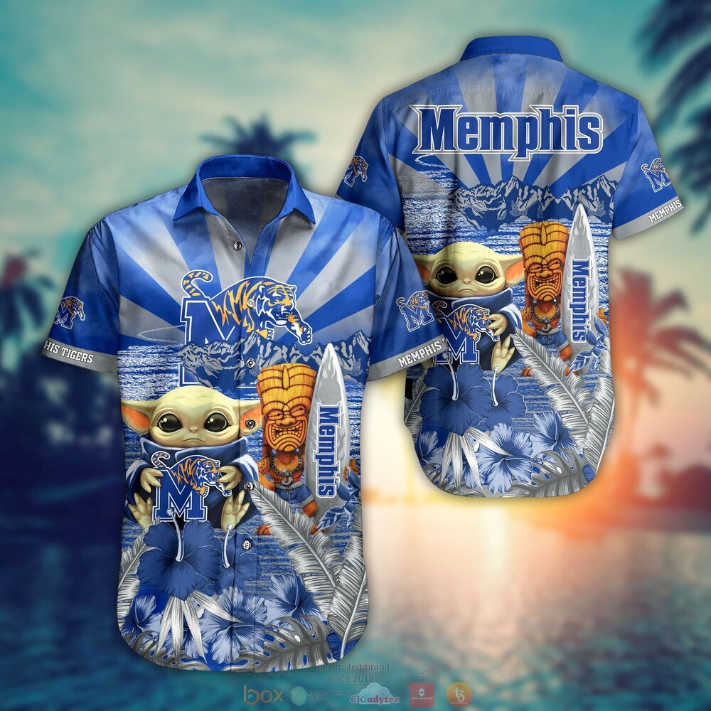 Memphis Tigers Baby Yoda NCAA Hawaiian Shirt, Shorts 1 Memphis Tigers NCAA Baby Yoda Hawaiian Shirt Shorts