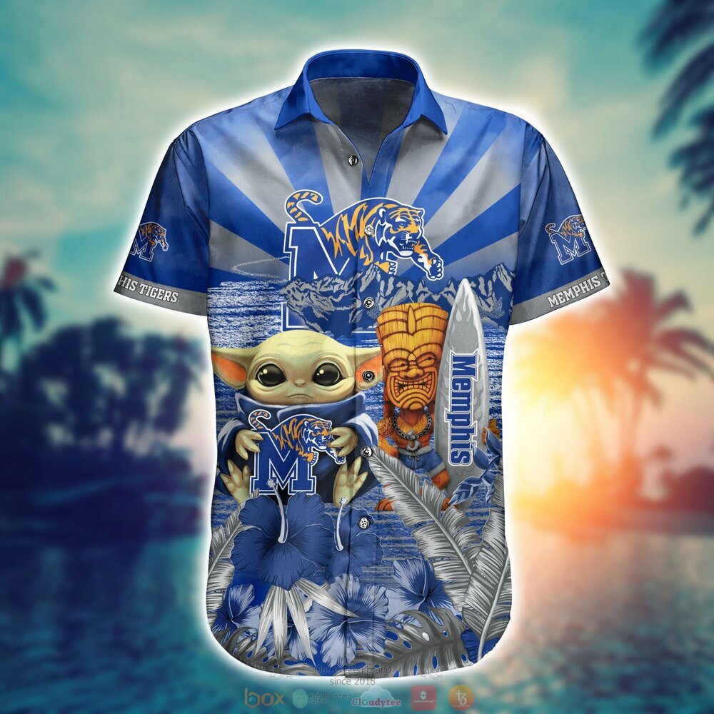 Memphis Tigers Baby Yoda NCAA Hawaiian Shirt, Shorts 2 Memphis Tigers NCAA Baby Yoda Hawaiian Shirt Shorts 1