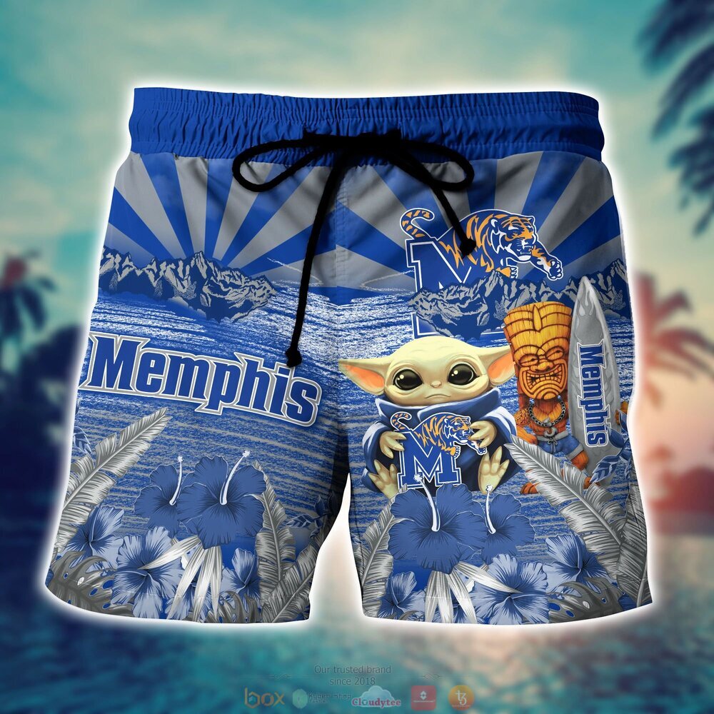 Memphis Tigers Baby Yoda NCAA Hawaiian Shirt, Shorts 4 Memphis Tigers NCAA Baby Yoda Hawaiian Shirt Shorts 1 2 3