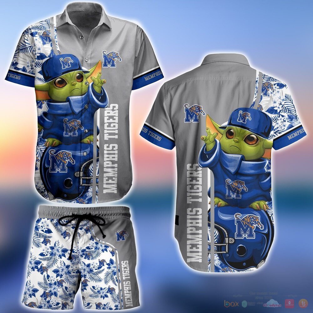 Memphis Tigers Baby Yoda NCAA Hawaiian Shirt and Shorts 1 Memphis Tigers NCAA Baby Yoda Hawaiian Shirt and Shorts