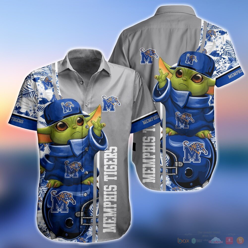 Memphis Tigers Baby Yoda NCAA Hawaiian Shirt and Shorts 2 Memphis Tigers NCAA Baby Yoda Hawaiian Shirt and Shorts 1