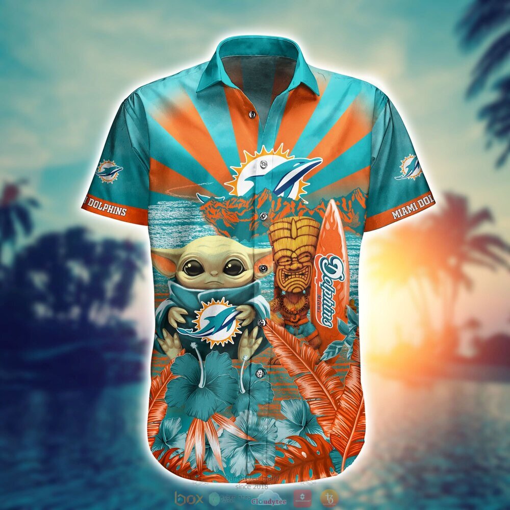 Miami Dolphins Baby Yoda NFL Hawaiian Shirt, Shorts 2 Miami Dolphins NFL Baby Yoda Hawaiian Shirt Shorts 1