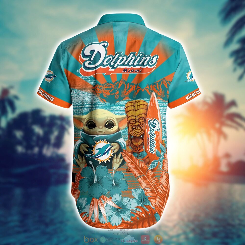 Miami Dolphins Baby Yoda NFL Hawaiian Shirt, Shorts 3 Miami Dolphins NFL Baby Yoda Hawaiian Shirt Shorts 1 2