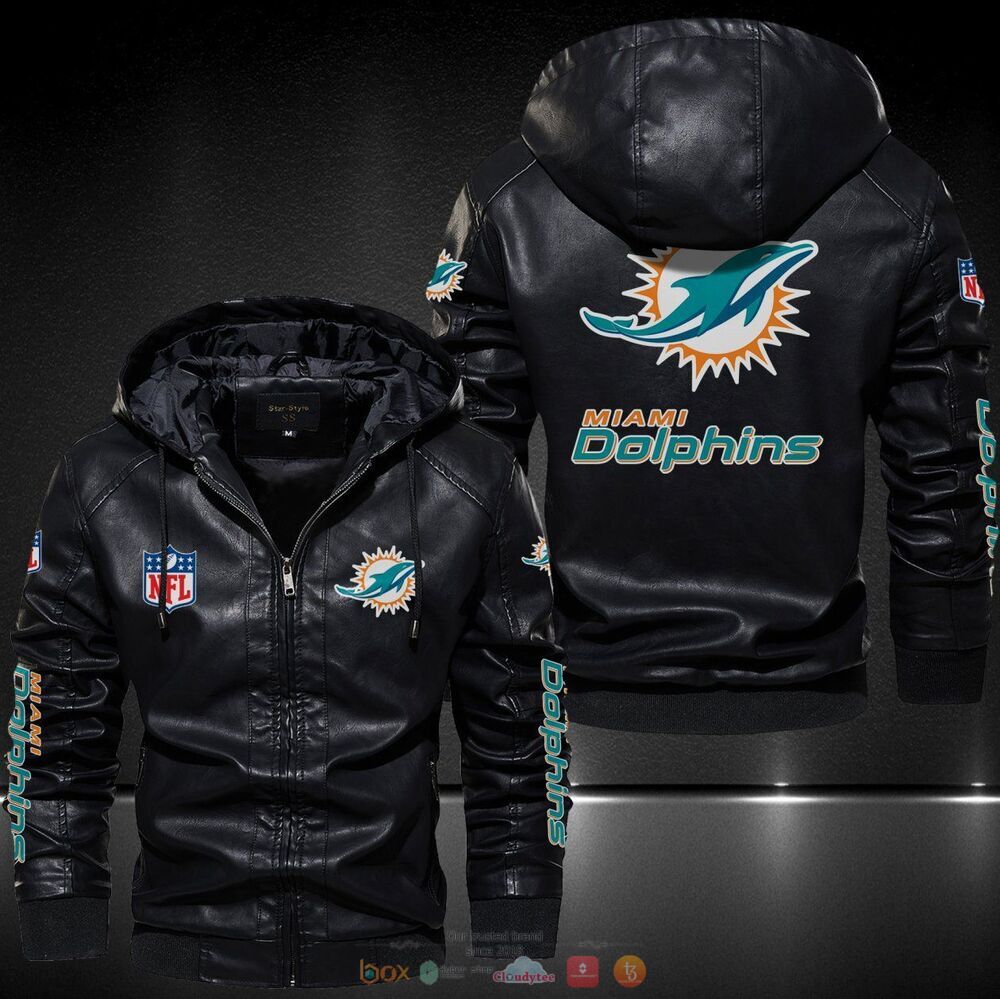Miami Dolphins NFL Leather Jacket Hat