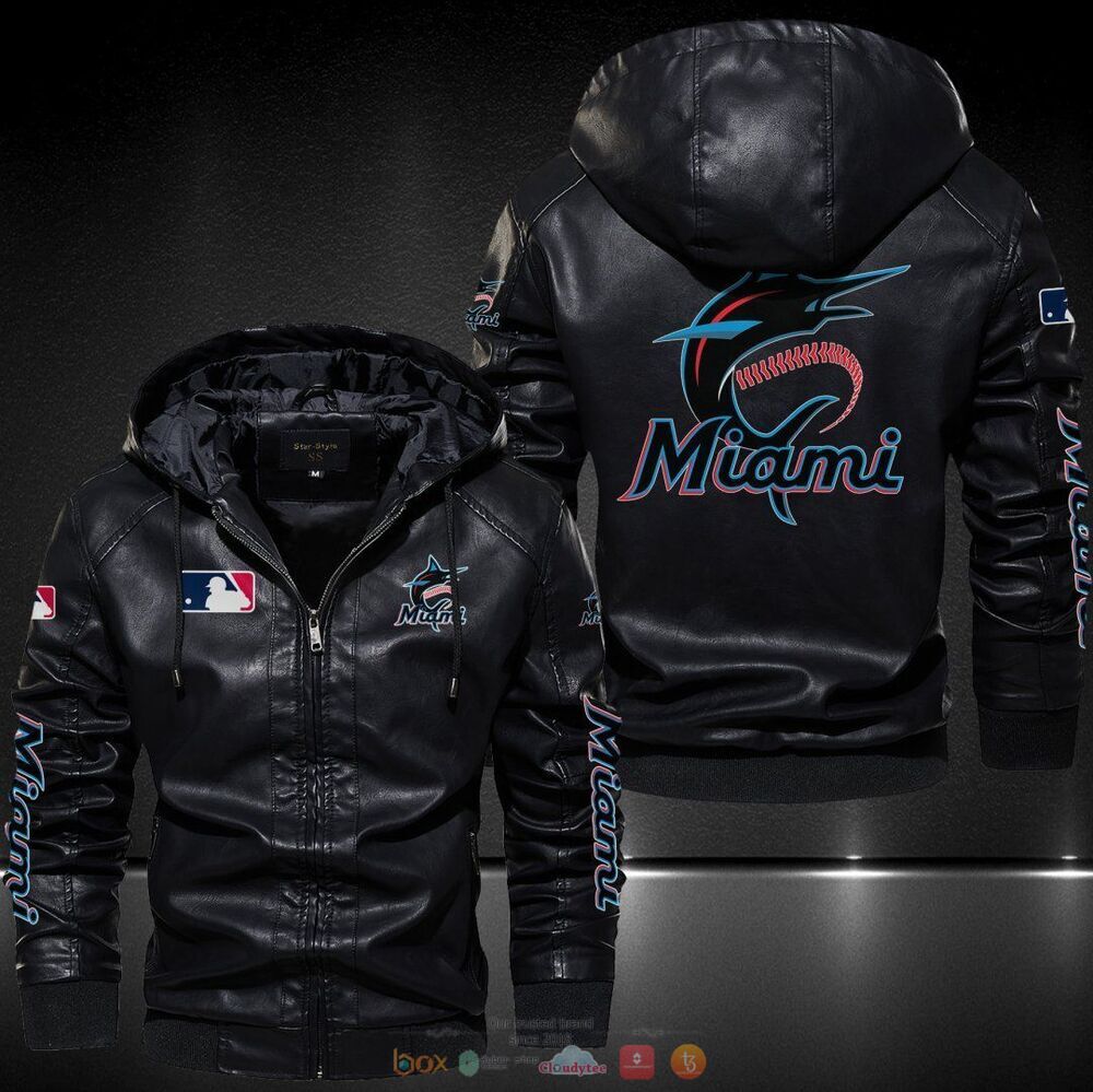 Miami Marlins MLB Hat Leather Jacket 1 Miami Marlins MLB Leather Jacket Hat