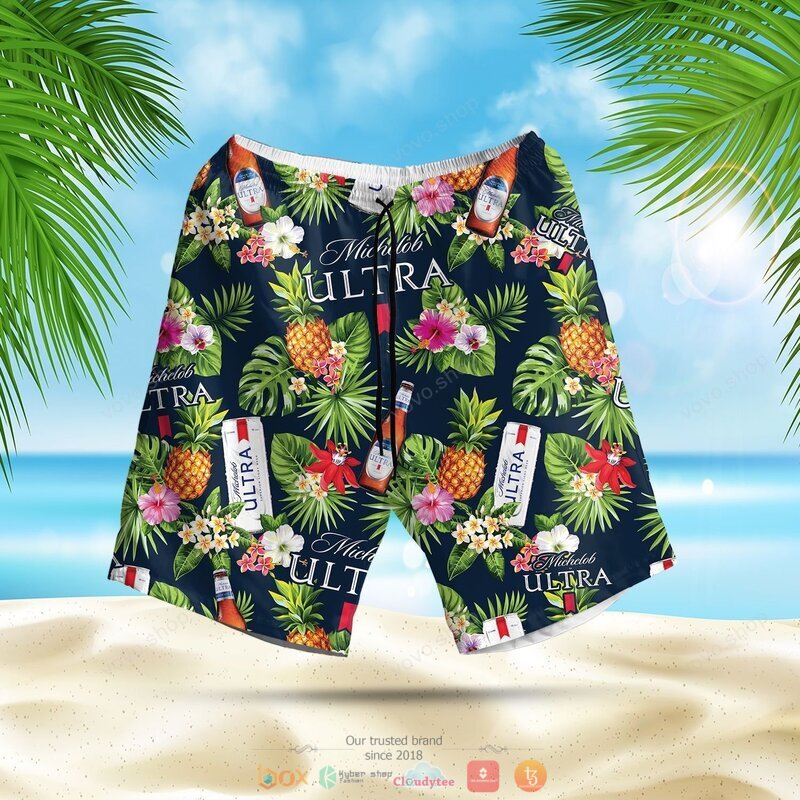 Michelob ULTRA Beer Summer pineapple Hawaiian Shirt, short 2 Michelob ULTRA Beer Summer pineapple Hawaiian Shirt short 1