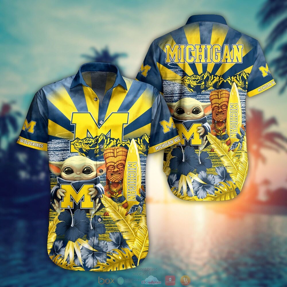 Michigan Wolverines NCAA Baby Yoda Hawaiian Shirt Shorts