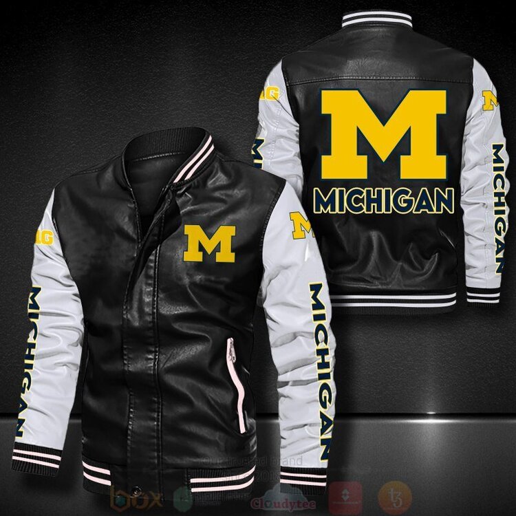 Michigan Wolverines football Bomber Leather Jacket 1