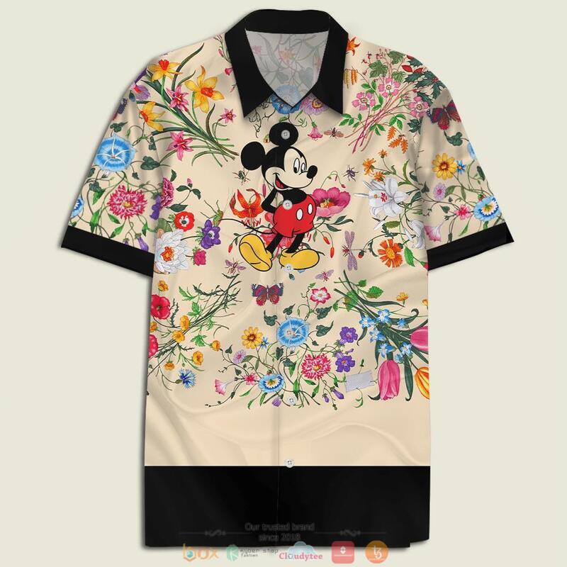 Mickey Mouse With Floral Black Hawaiian Shirt 6 Mickey Mouse With Floral Black Hawaiian Shirt