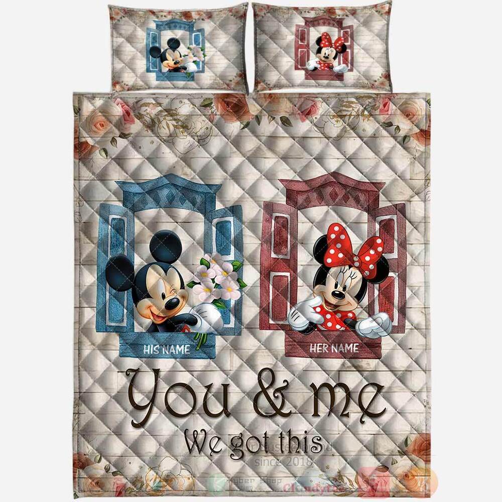 Mickey Mouse and Minnie Mouse We Got This Personalized Quilt Bedding Set 1