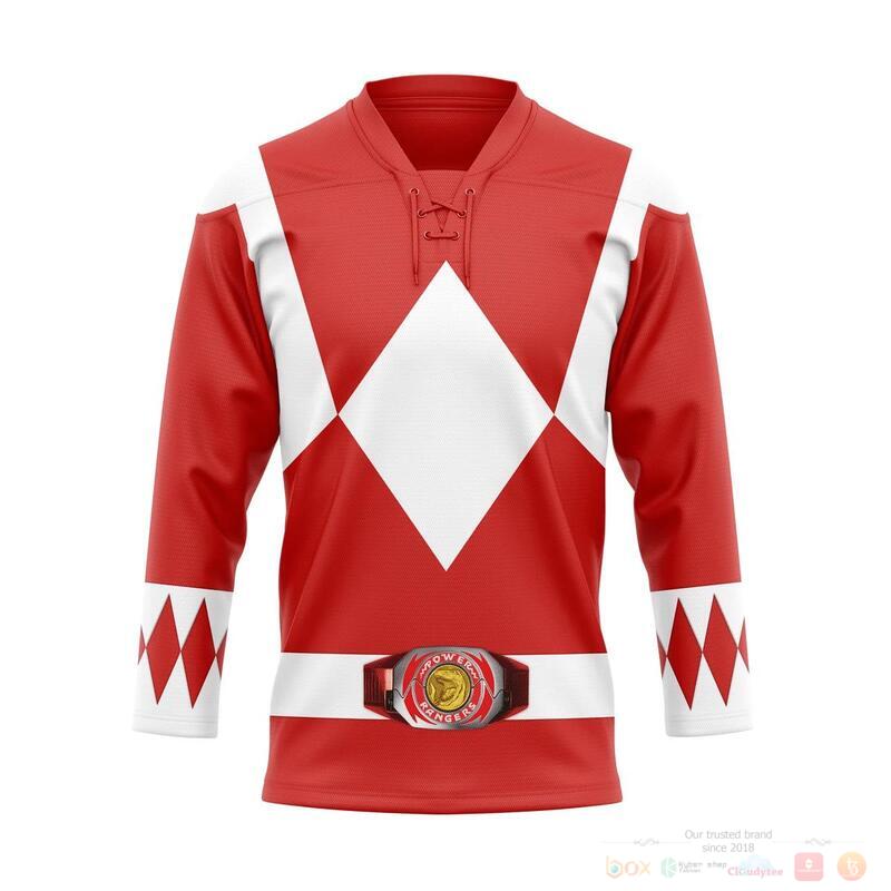 Mighty Morphin Red Power Rangers Hockey Jersey 1 Mighty Morphin Red Power Rangers Hockey Jersey