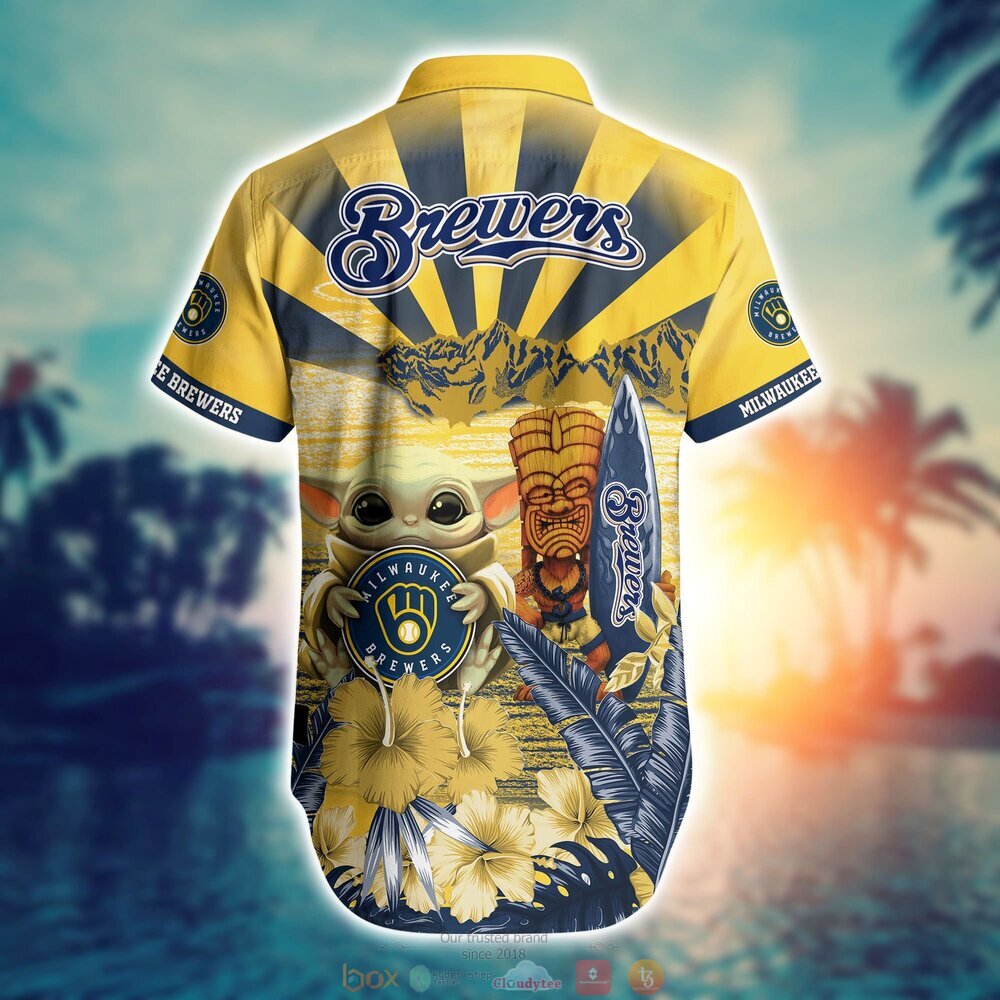 Milwaukee Brewers Baby Yoda MLB Hawaiian Shirt, Shorts 3 Milwaukee Brewers MLB Baby Yoda Hawaiian Shirt Shorts 1 2