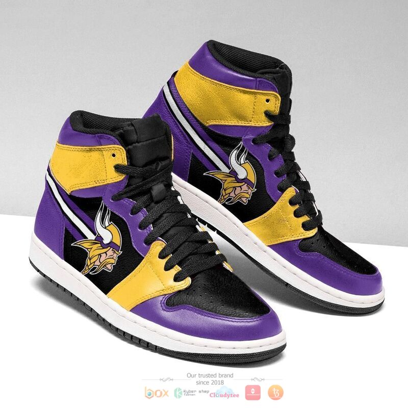 Minnesota Vikings Jordan NFL Custom Air Jordan High Top Shoes 2 Minnesota Vikings Jordan NFL Custom Air Jordan High Top Shoes 1