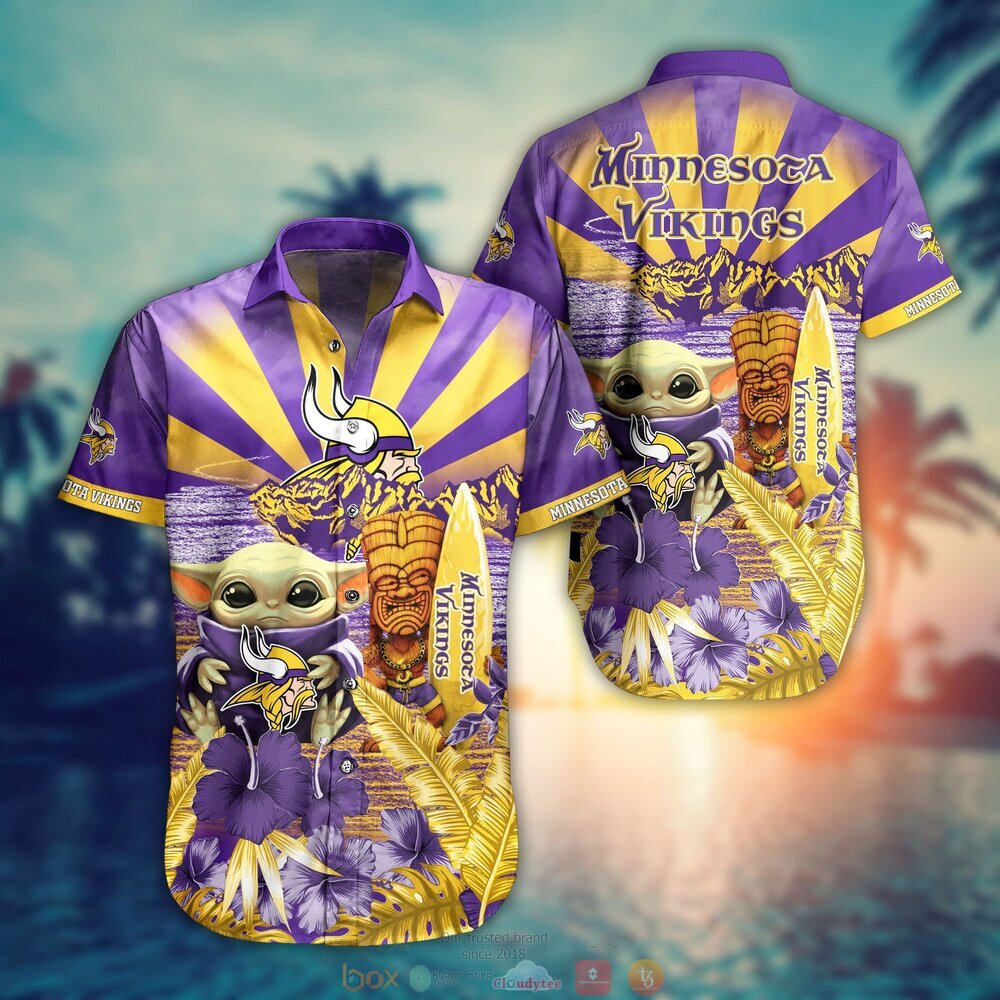 Minnesota Vikings Baby Yoda NFL Hawaiian Shirt, Shorts 1 Minnesota Vikings NFL Baby Yoda Hawaiian Shirt Shorts