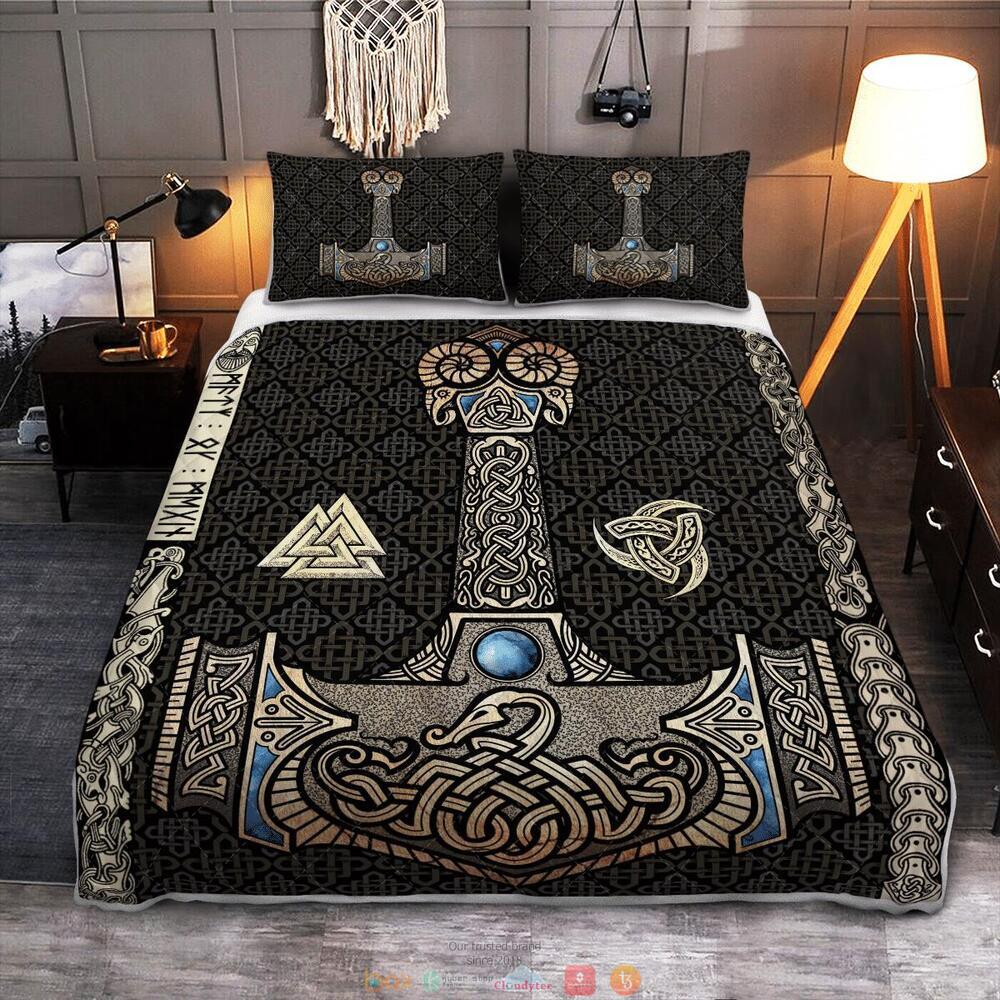 Mjolnir Hammer Of The Thunder God Thor Viking Quilt Bedding Set