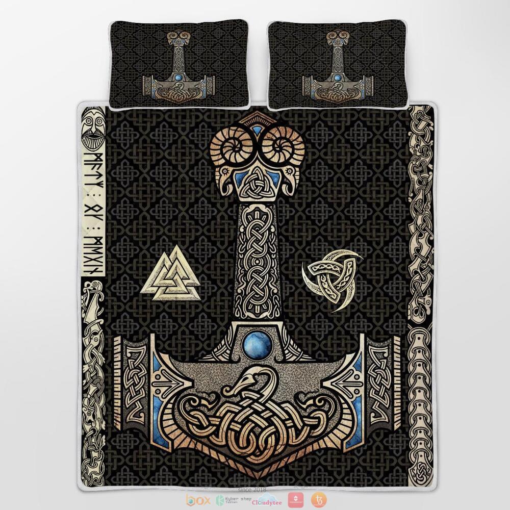 Mjolnir Hammer Of The Thunder God Thor Viking Quilt Bedding Set 1