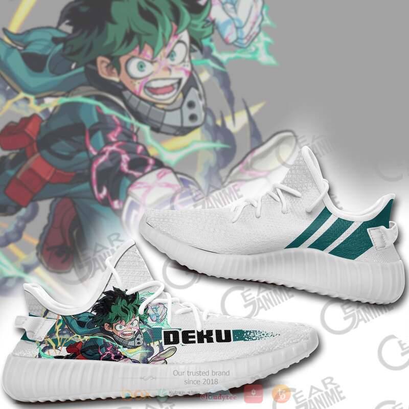 My Hero Academia Izuku Midoriya Deku Cyan Yeezy Sneaker Shoes 1 2
