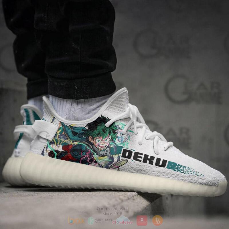 My Hero Academia Izuku Midoriya Deku Cyan Yeezy Sneaker Shoes 1 2 3