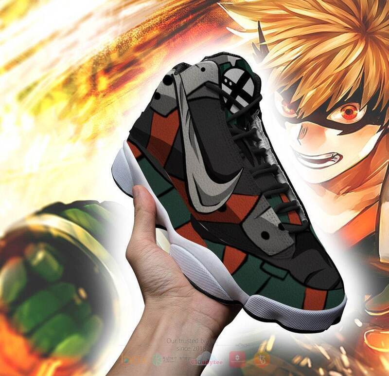 My Hero Academia Katsuki Bakugo Grey Air Jordan 13 Sneaker Shoes 1