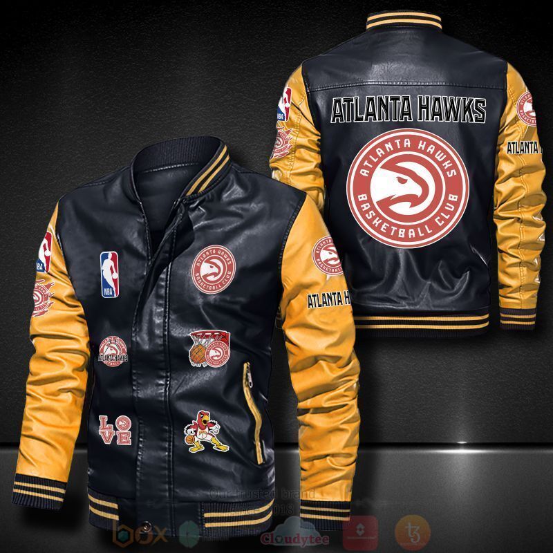 BEST NBA Atlanta Hawks 2D Leather Bomber Jacket 6 NBA Atlanta Hawks Bomber Leather Jacket 1 2 3 4 5
