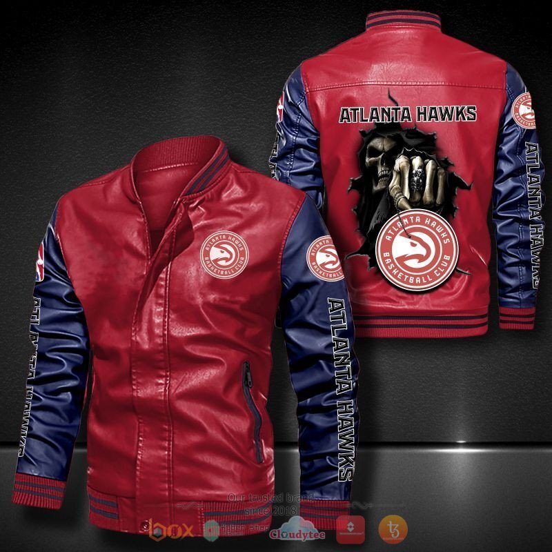 NBA Atlanta Hawks Death God Bomber leather jacket 5 NBA Atlanta Hawks Death God Bomber leather jacket 1 2 3 4