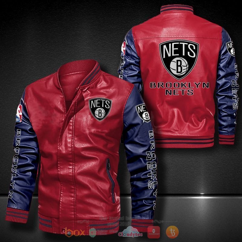 NBA Brooklyn Nets Bomber leather jacket 5 NBA Brooklyn Nets Bomber leather jacket 1 2 3 4