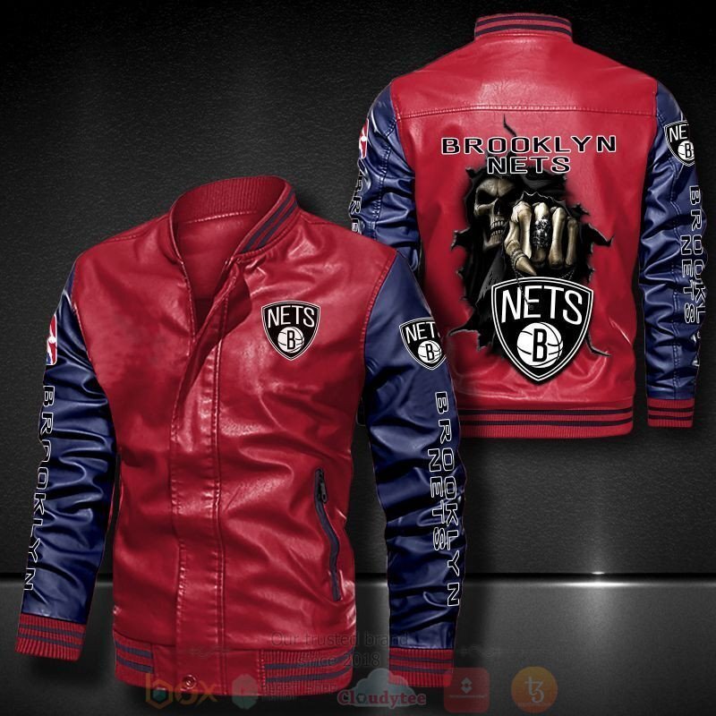 BEST NBA Brooklyn Nets Death Skulls 2D Leather Bomber Jacket 5 NBA Brooklyn Nets Death Skulls Bomber Leather Jacket 1 2 3 4