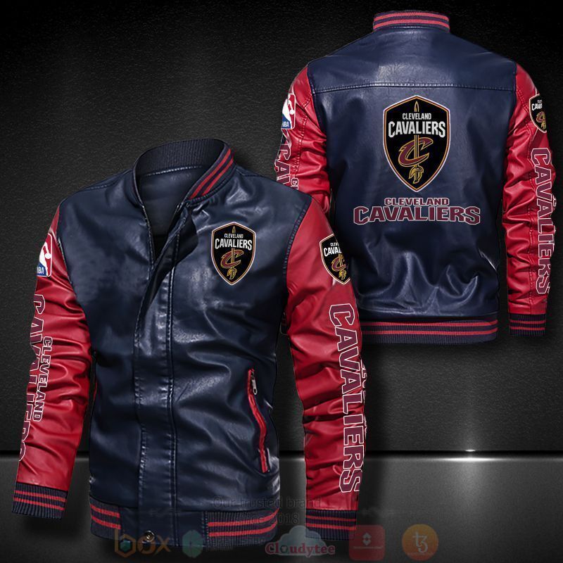 BEST NBA Cleveland Cavaliers 2D Leather Bomber Jacket 4 NBA Cleveland Cavaliers Bomber Leather Jacket 1 2 3