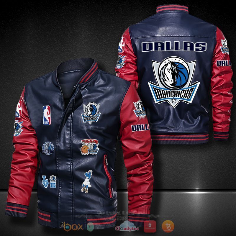 NBA Dallas Mavericks logo teams Bomber leather jacket 4 NBA Dallas Mavericks logo teams Bomber leather jacket 1 2 3