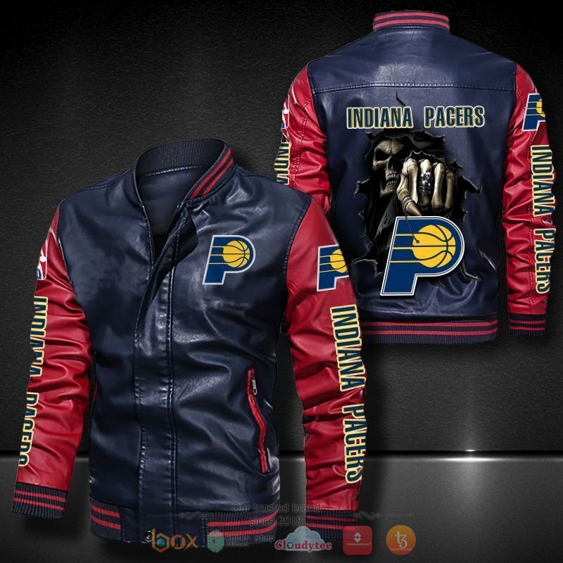 NBA Indiana Pacers Bomber leather jacket 4 NBA Indiana Pacers Bomber leather jacket 1 2 3