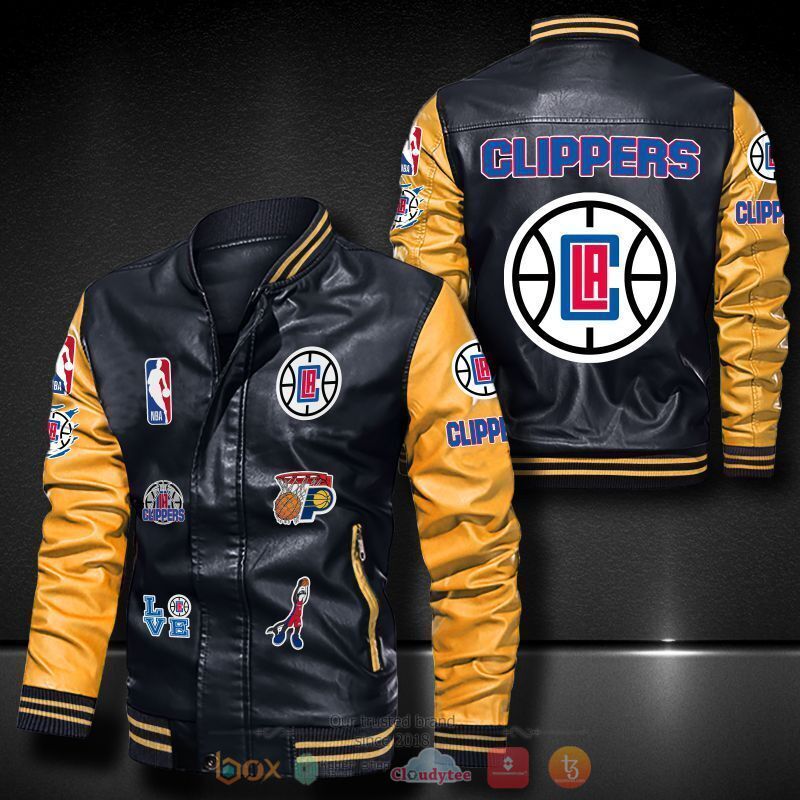 NBA Los Angeles Clippers logo team Bomber leather jacket 1 2 3 4 5