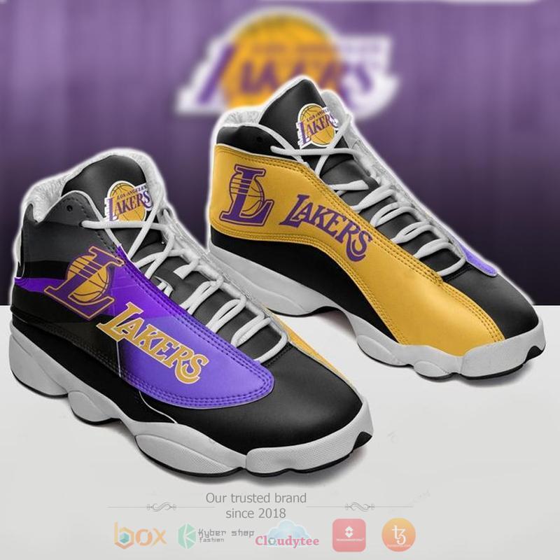 NBA Los Angeles Lakers Black Air Jordan 13 Shoes