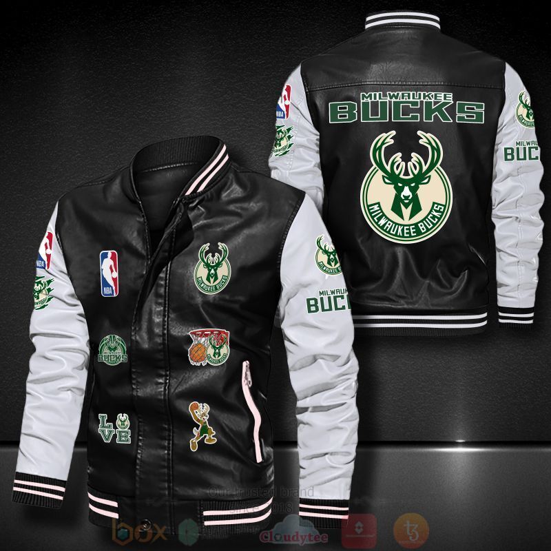 NBA Milwaukee Bucks Basketball Team Bomber Leather Jacket