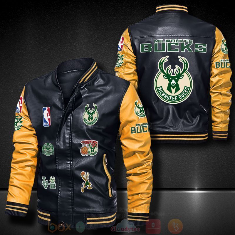 NBA Milwaukee Bucks Basketball Team Bomber Leather Jacket 1 2 3 4 5