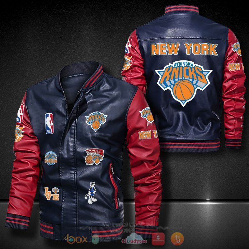 NBA New York Knicks logo team Bomber leather jacket 4 NBA New York Knicks logo team Bomber leather jacket 1 2 3