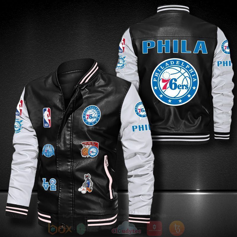 NBA Philadelphia 76ers Basketball Team Bomber Leather Jacket