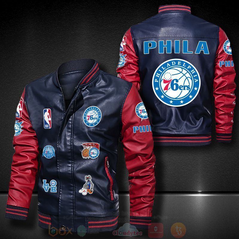 BEST NBA Philadelphia 76ers Basketball Team 2D Leather Bomber Jacket 4 NBA Philadelphia 76ers Basketball Team Bomber Leather Jacket 1 2 3