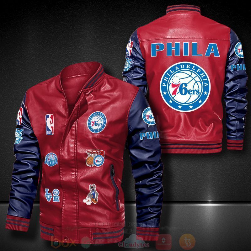 BEST NBA Philadelphia 76ers Basketball Team 2D Leather Bomber Jacket 5 NBA Philadelphia 76ers Basketball Team Bomber Leather Jacket 1 2 3 4