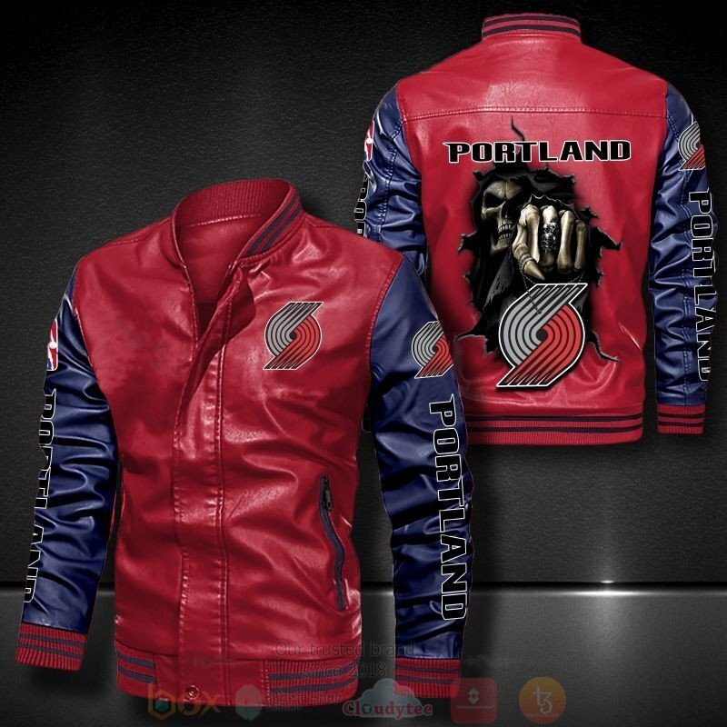 NBA Portland Trail Blazers Death Skulls Bomber Leather Jacket 1 2 3 4