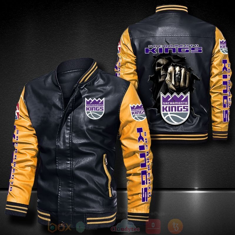 NBA Sacramento Kings Death Skulls Bomber Leather Jacket 1 2 3 4 5