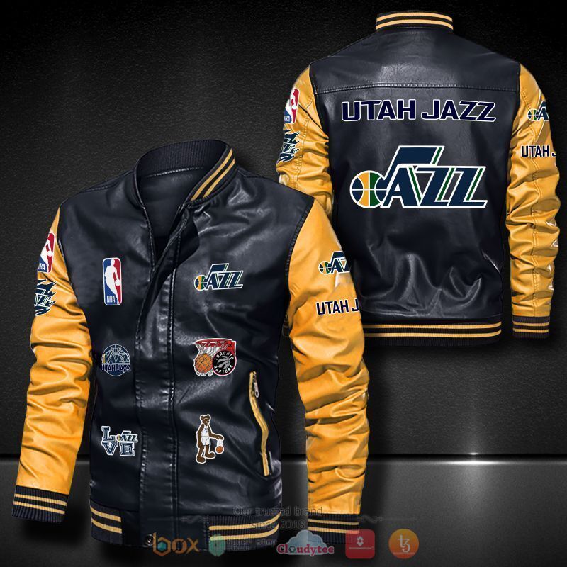 NBA Utah Jazz logo team Bomber leather jacket 1 2 3 4 5