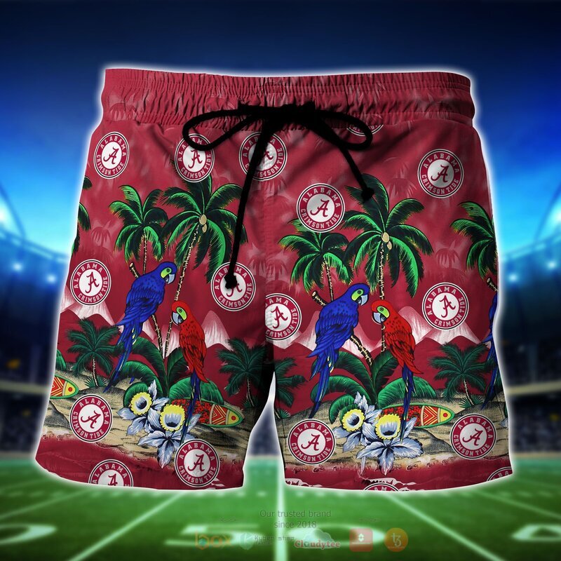 NCAA Alabama Crimson Tide Parrot Hawaiian Shirt Short 1 2 3 4