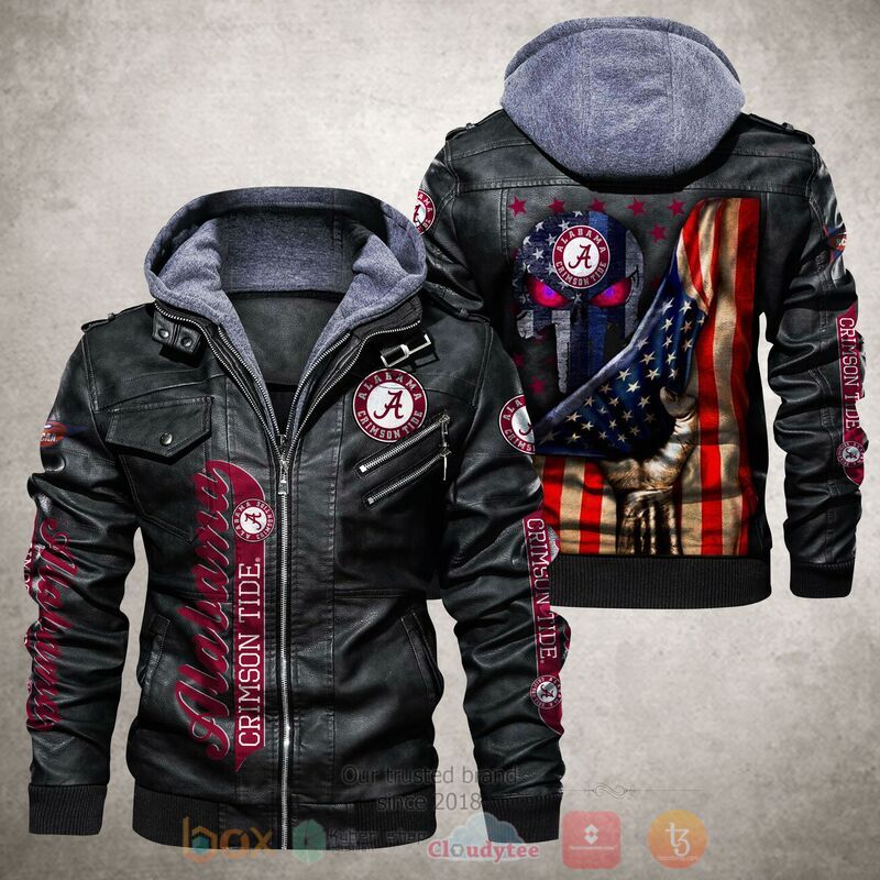 NCAA Alabama Crimson Tide Punisher Skull Leather jacket