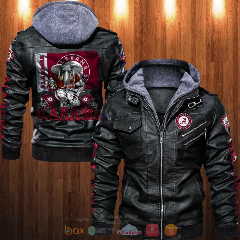 NCAA Alabama Crimson Tide logo Leather Jacket 4 NCAA Alabama Crimson Tide logo Leather Jacket