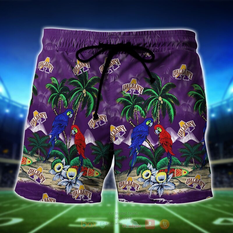NCAA Albany Great Danes Parrot Hawaiian Shirt Short 1 2 3 4